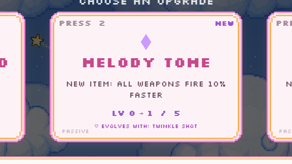 the level-up screen